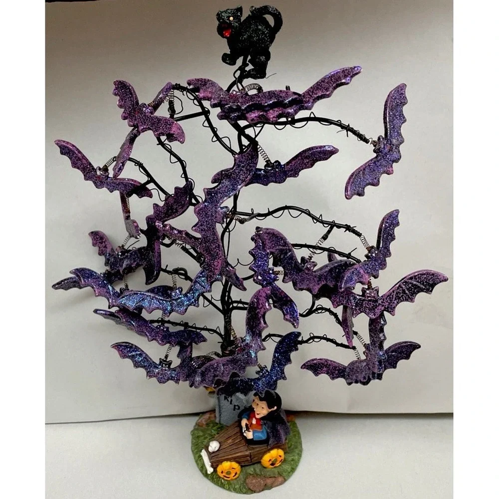 Michael's Tall Halloween Purple Glitter Bats Spring Action Mobile Spooky Decor